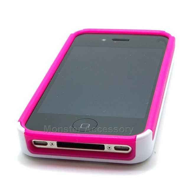 Pink Checker Bling Gem Dual Flex Hard Case Cover For Apple iPhone 4S 