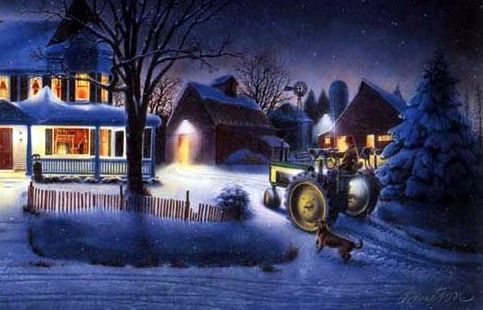 Doug Knutson John Deere farm Print EVENING CHORE  