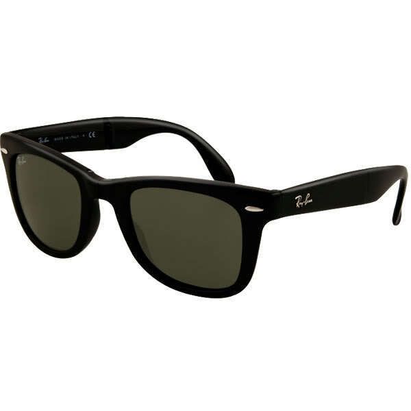 Ray Ban 4105 Folding Wayfarer Sunglasses Black Grey Grenn G 15 XLT 