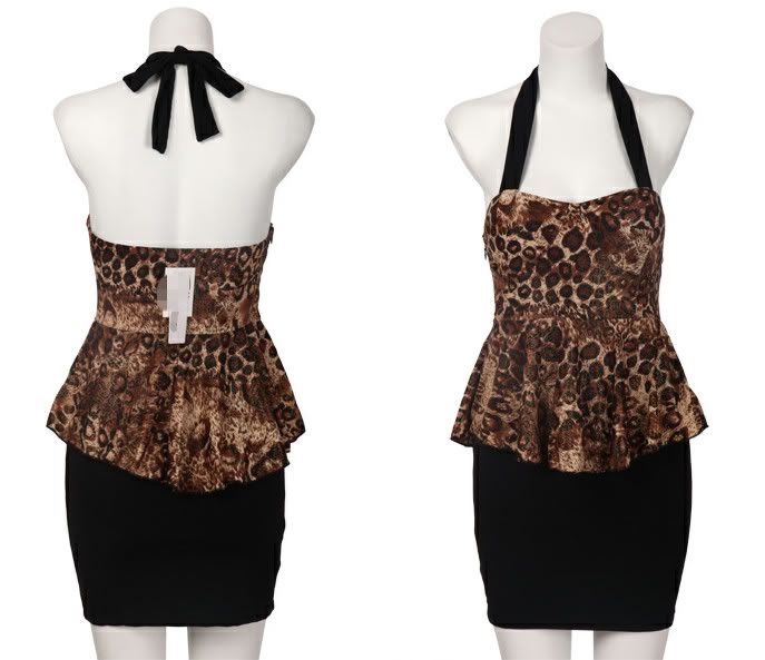 New Fashion Womens Dresses Halter Club Cocktail Party Leopard Splice 