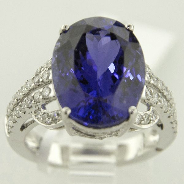 11.28 CTW TANZANITE DIAMOND 14K WHITE GOLD RING  