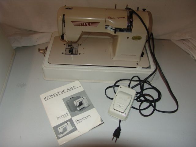 Elna Plana Supermatic Sewing Machine Beige Brown Vintage With Case and 