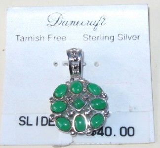 Danecraft Sterling Silver & Faux Jade Slide Pendant  