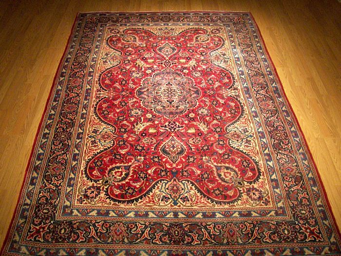 7x11 Beautiful Handmade Antique Persian Kashan Wool Rug  