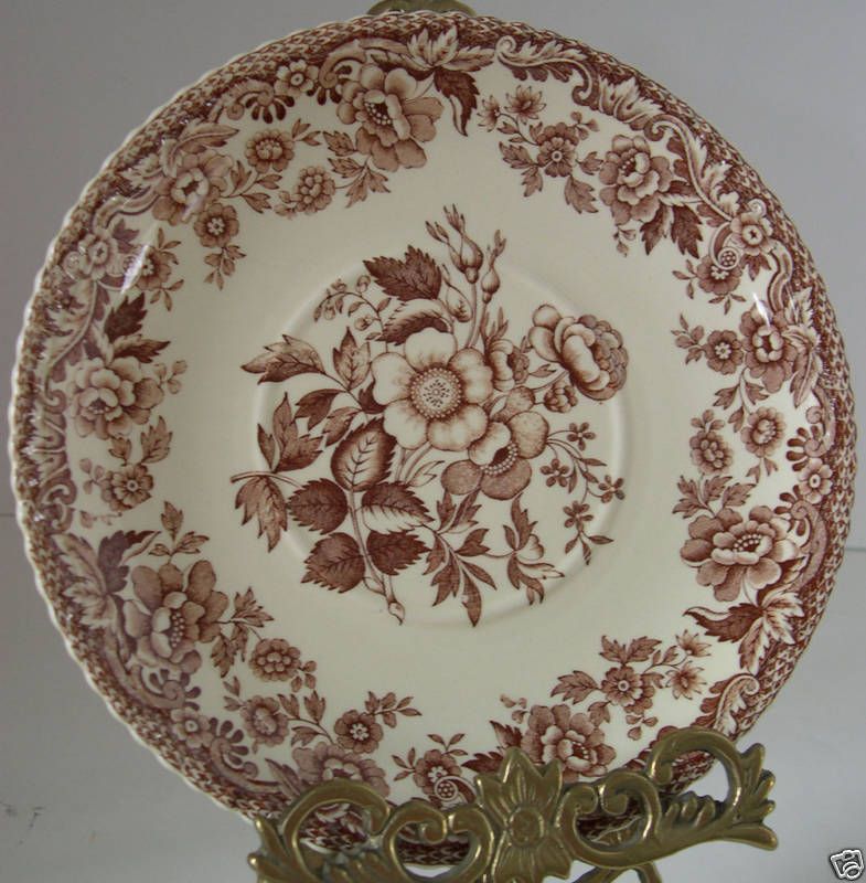 SPODE COPELAND MARINA BROWN ROYAL JASMINE 2 LG SAUCERS  