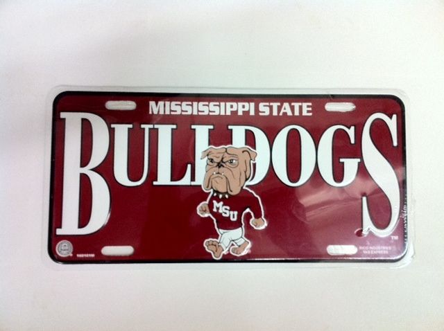 METAL MISSISSIPPI STATE BULLDOGS LICENSE PLATE MSU  