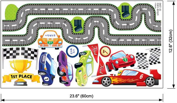 Cars Height Kids Room Wall Stickers Home Decor Decals  