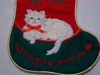 CAT~KITTY~PET 15 EMBROIDERED FELT CHRISTMAS STOCKING  