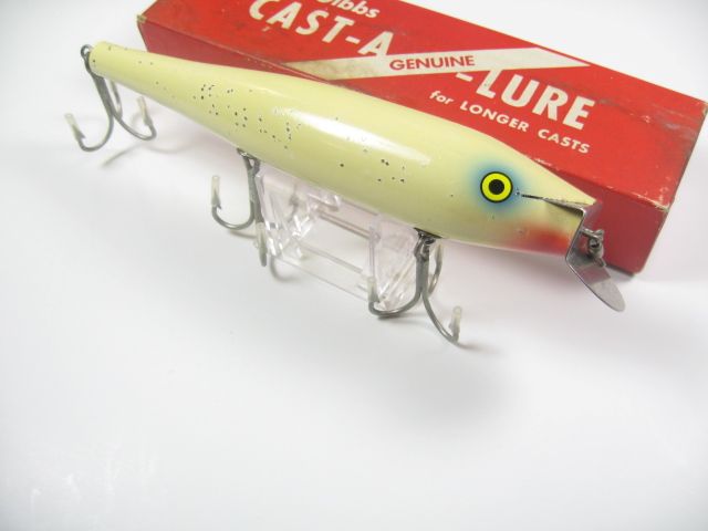 VINTAGE STAN GIBBS SALTWATER WOOD STRIPER SURF FISHING LURE  