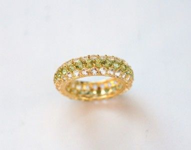New 18K Gold Over Sterling Silver Peridot Topaz Ring Size 8  