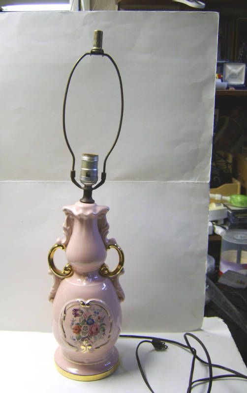 Vintage Victorian Flavor Soft Pink/Floral/Gold/Lamp  