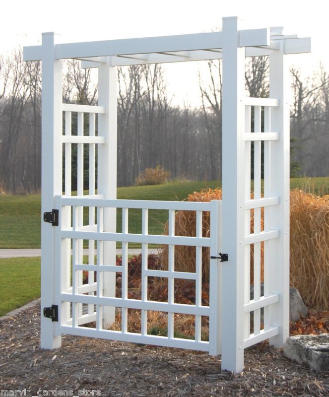 DURA TREL WINDSOR ARBOR WITH GATE WHITE VINYL ARBOR  