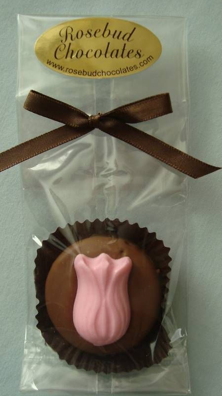 Chocolate Tulip Cookie Favor Pink Shower Favor Wedding  
