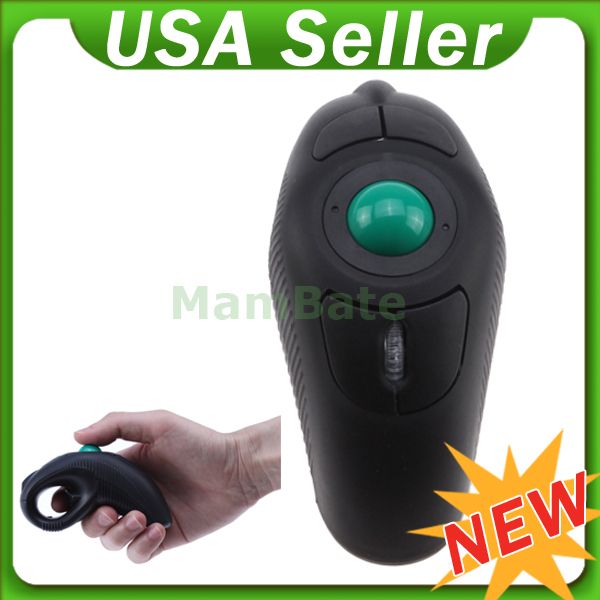 USB Wireless PC Laptop Finger HandHeld Trackball Mouse Mice w/ Laser 